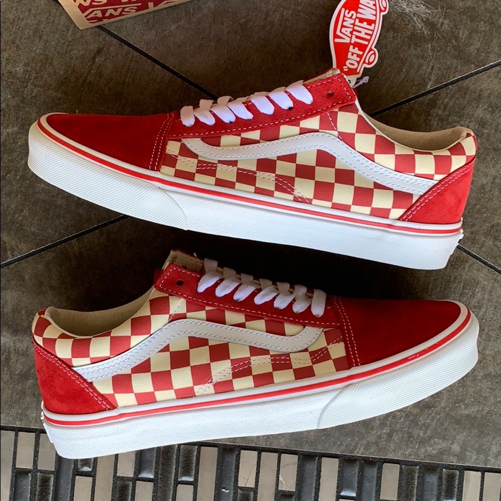 ••VANS OLD SKOOL PRIMARY CHECK Rng Red/White WMNS - Picture 14 of 16